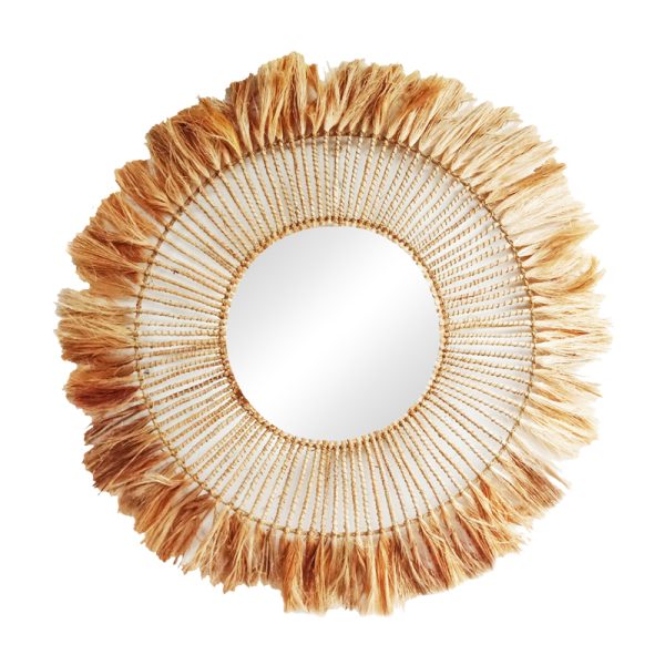 339 000026 2 Namiere Inart abaca mirror in natural color D100x4cmBOHO CHIC > Decoratives