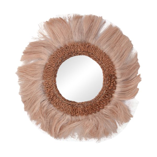 339 000027 2 Fraklone Inart abaca mirror in natural color D50x4cmBOHO CHIC > Decoratives