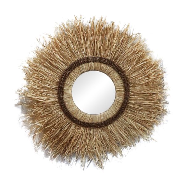 339 000031 2 Tabrane Inart sisal mirror in natural color D110x4cmBOHO CHIC > Decoratives