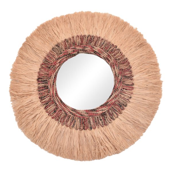 339 000034 2 Paranome Inart sisal and abaca mirror in natural color Φ115x4cmBOHO CHIC > Decoratives