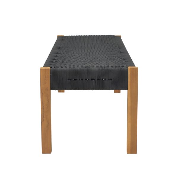340 000013 2 4 Bench Uma pakoworld teak wood and pe rope in black shade 120x45x40cmBOHO CHIC > Sofas & Benches