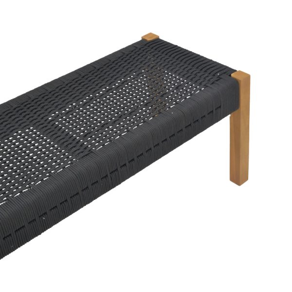 340 000013 3 4 Bench Uma pakoworld teak wood and pe rope in black shade 120x45x40cmBOHO CHIC > Sofas & Benches