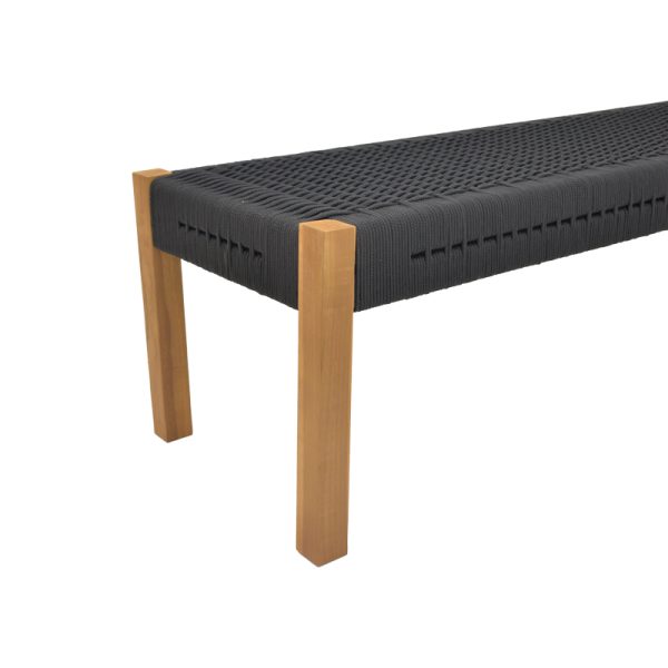 340 000013 4 4 Bench Uma pakoworld teak wood and pe rope in black shade 120x45x40cmBOHO CHIC > Sofas & Benches