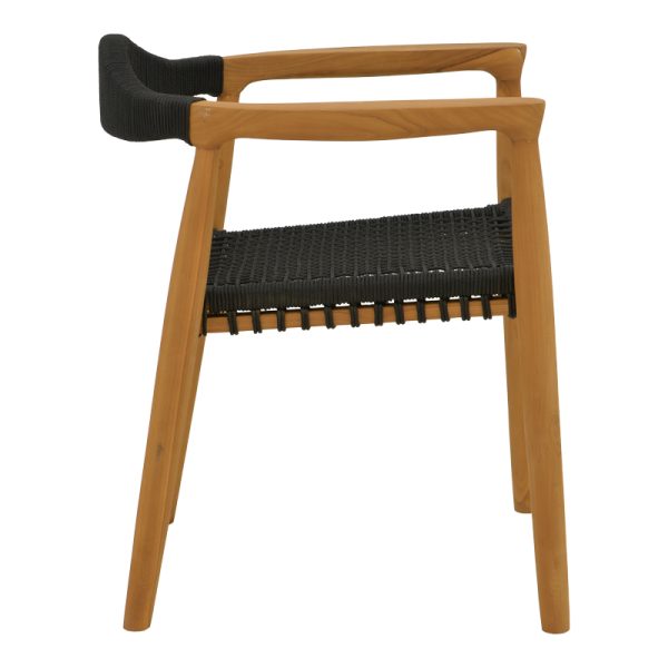 340 000020 2 5 Armchair Ganny pakoworld teak wood and pe rope in black shade 59x56x71cmBOHO CHIC > Chairs and Armchairs