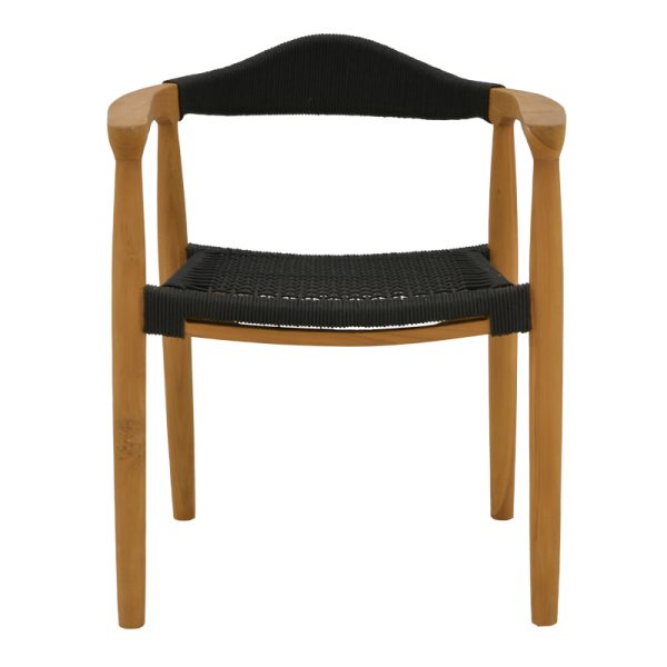 340 000020 3 5 Armchair Ganny pakoworld teak wood and pe rope in black shade 59x56x71cmBOHO CHIC > Chairs and Armchairs