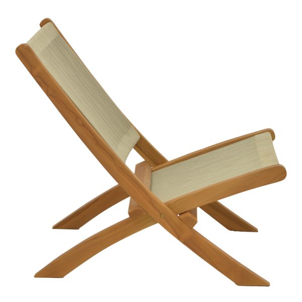 340 000024 2 5 Foldable armchair Seeal pakoworld teak wood and pe rope in natural shade 61x76x72cmBOHO CHIC > Chairs and Armchairs