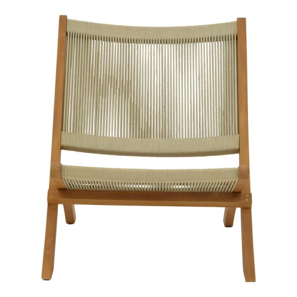 340 000024 3 5 Foldable armchair Seeal pakoworld teak wood and pe rope in natural shade 61x76x72cmBOHO CHIC > Chairs and Armchairs