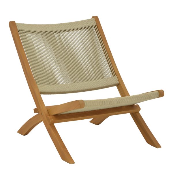 340 000024 8 Foldable armchair Seeal pakoworld teak wood and pe rope in natural shade 61x76x72cmBOHO CHIC > Chairs and Armchairs