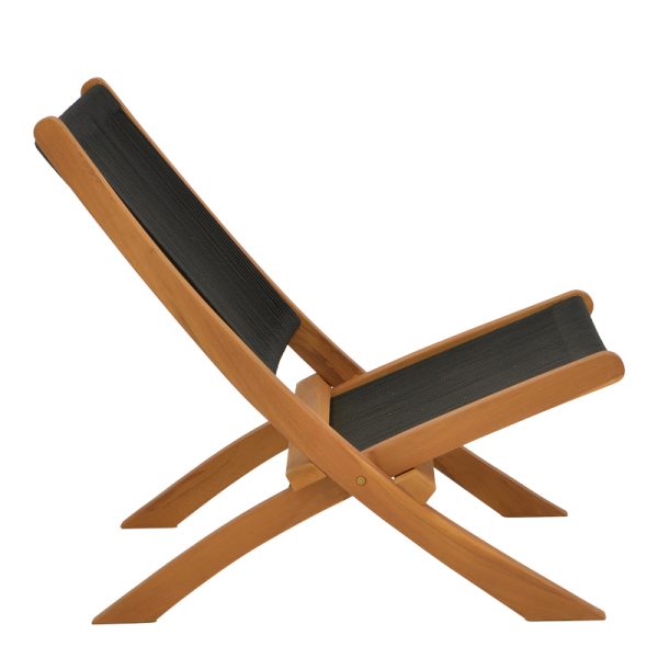 340 000025 2 7 Foldable Seeal pakoworld armchair teak wood and pe rope in black shade 61x76x72cmBOHO CHIC > Chairs and Armchairs