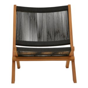340 000025 3 7 Foldable Seeal pakoworld armchair teak wood and pe rope in black shade 61x76x72cmBOHO CHIC > Chairs and Armchairs