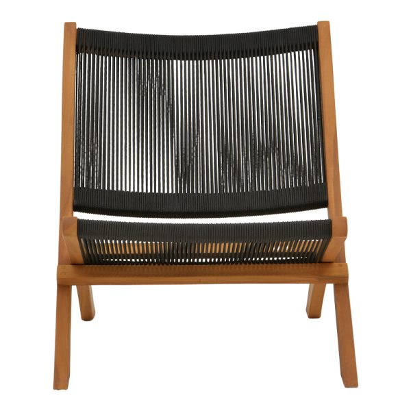 340 000025 3 7 Foldable Seeal pakoworld armchair teak wood and pe rope in black shade 61x76x72cmBOHO CHIC > Chairs and Armchairs