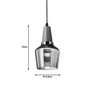 342 000001 2 5 Ceiling lamp Kure pakoworld gray metal-glass D13.8x23cmEASTER OFFERS