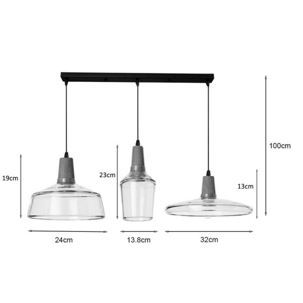 342 000005 2 2 Three-light ceiling lamp Somele pakoworld transparent metal-glass D73.8x23cmEASTER OFFERS