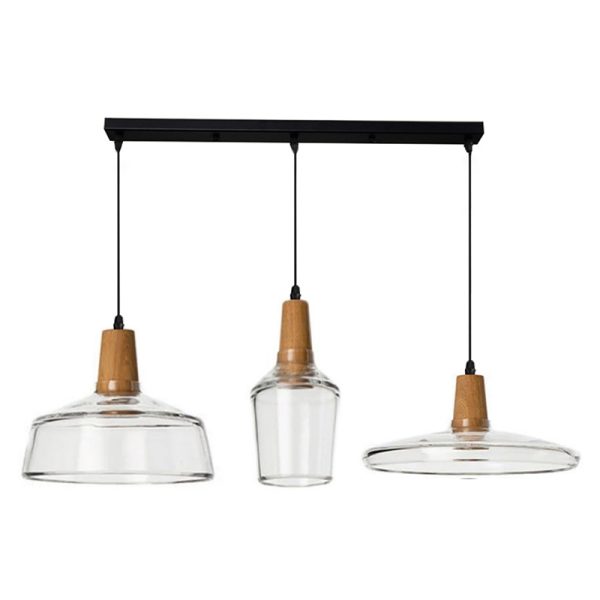 342 000005 3 Three-light ceiling lamp Somele pakoworld transparent metal-glass D73.8x23cmEASTER OFFERS