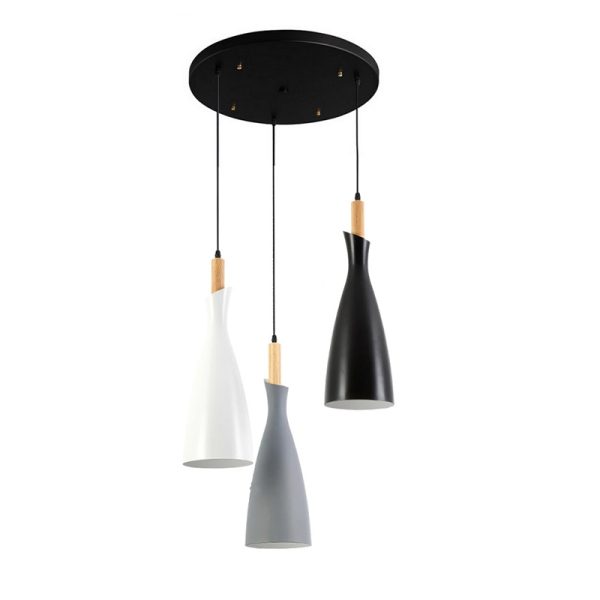 342 000043 5 Three-light ceiling lamp Eracile I pakoworld black-white-grey metal 30x30x138cm