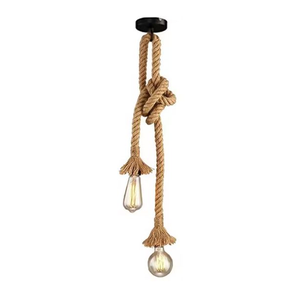 342 000047 18 Two-light ceiling lamp Ropily I pakoworld natural metal-rope D2x100cmBOHO CHIC > Luminaries