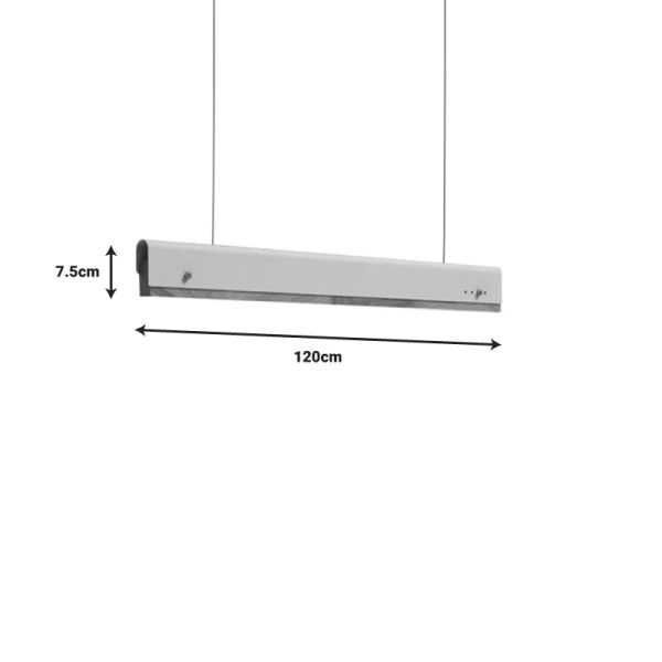 342 000060 2 3 Ceiling led light Rafmole pakoworld white metal-wood 120x7.5cmEASTER OFFERS