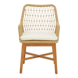 343 000004 3 2 Armchair Elaiza pakoworl teak wood and pe rope in natural-beige shade with cushion 58x60x90cmBOHO CHIC > Chairs and Armchairs