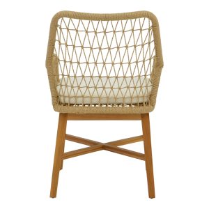 343 000004 4 2 Armchair Elaiza pakoworl teak wood and pe rope in natural-beige shade with cushion 58x60x90cmBOHO CHIC > Chairs and Armchairs