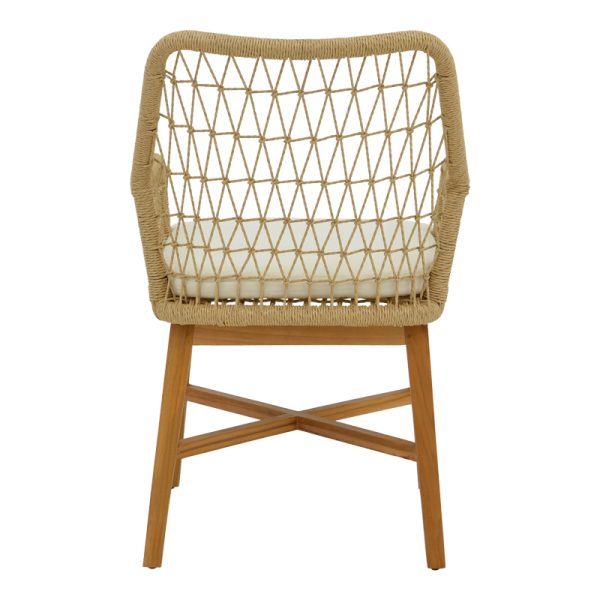 343 000004 4 2 Armchair Elaiza pakoworl teak wood and pe rope in natural-beige shade with cushion 58x60x90cmBOHO CHIC > Chairs and Armchairs