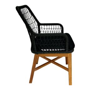 343 000005 2 2 Armchair Elaiza pakoworld teak wood and synthetic rope in natural-black shade with cushion 58x60x90cmBOHO CHIC > Chairs and Armchairs