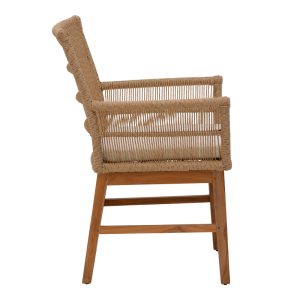 343 000006 2 4 Inca armchair pakoworld teak wood and pe rope in natural-beige shade with cushion 60x61x90cmBOHO CHIC > Chairs and Armchairs