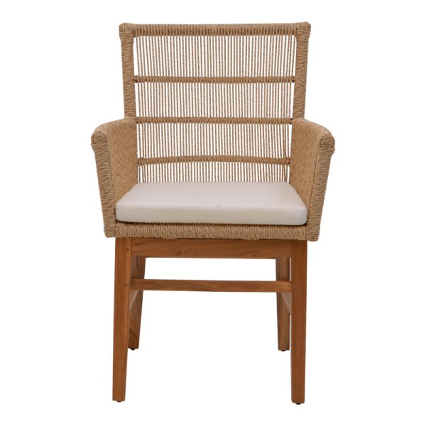 343 000006 3 4 Inca armchair pakoworld teak wood and pe rope in natural-beige shade with cushion 60x61x90cmBOHO CHIC > Chairs and Armchairs