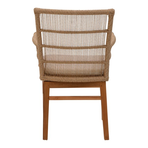 343 000006 4 4 Inca armchair pakoworld teak wood and pe rope in natural-beige shade with cushion 60x61x90cmBOHO CHIC > Chairs and Armchairs