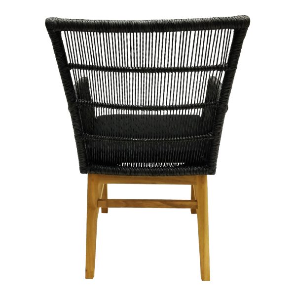 343 000007 4 2 Inca armchair pakoworld teak wood and synthetic rope in natural-black shade with cushion 60x61x90cmBOHO CHIC > Chairs and Armchairs