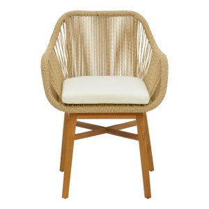 343 000011 3 4 Kalie armchair pakoworld teak wood and pe rope in natural-beige shade with cushion 60x61x80cmBOHO CHIC > Chairs and Armchairs