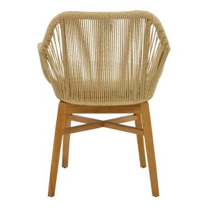 343 000011 4 4 Kalie armchair pakoworld teak wood and pe rope in natural-beige shade with cushion 60x61x80cmBOHO CHIC > Chairs and Armchairs