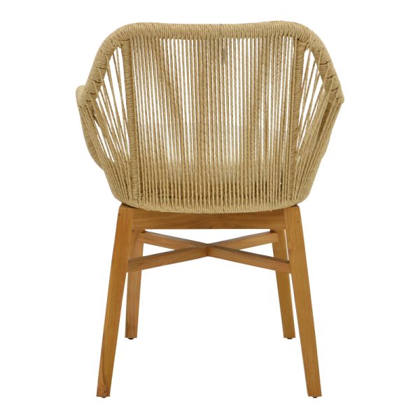 343 000011 4 4 Kalie armchair pakoworld teak wood and pe rope in natural-beige shade with cushion 60x61x80cmBOHO CHIC > Chairs and Armchairs