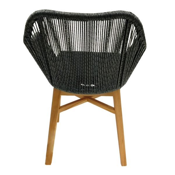 343 000012 4 4 Kalie armchair pakoworld teak wood and synthetic rope in natural-black shade with cushion 60x61x80cmBOHO CHIC > Chairs and Armchairs