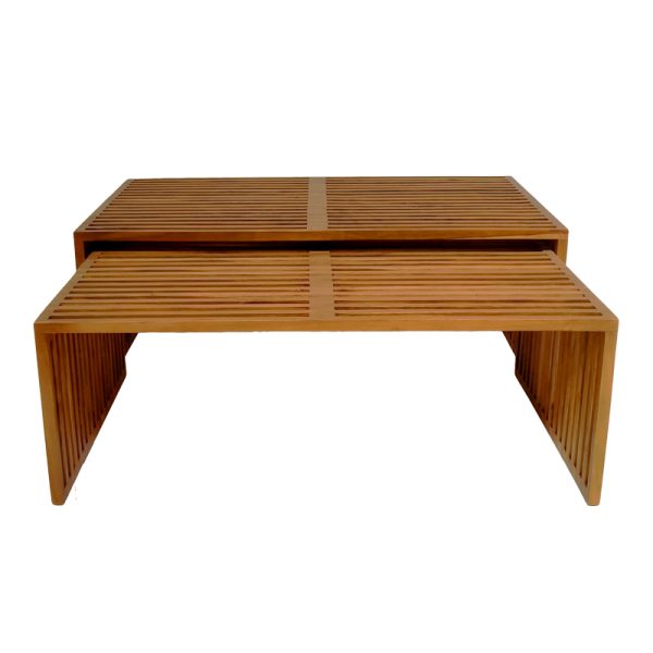 343 000027 3 2 Tinnie pakoworld table set of 2 teak wood in a natural shadeBOHO CHIC > Coffee Tables