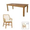 343 000045 7 Dining table Elaiza-Zibra pakoworld set of 7 pieces in natural-beige shade 220x100x75cmOutdoor furniture > Garden food table