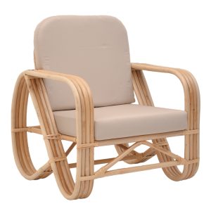 344 000003 12 Relmine armchair pakoworld natural color rattan-beige cushion 71x75x80cmBOHO CHIC > Chairs and Armchairs