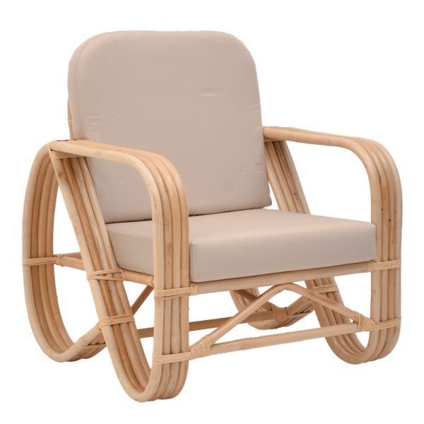 344 000003 12 Relmine armchair pakoworld natural color rattan-beige cushion 71x75x80cmBOHO CHIC > Chairs and Armchairs