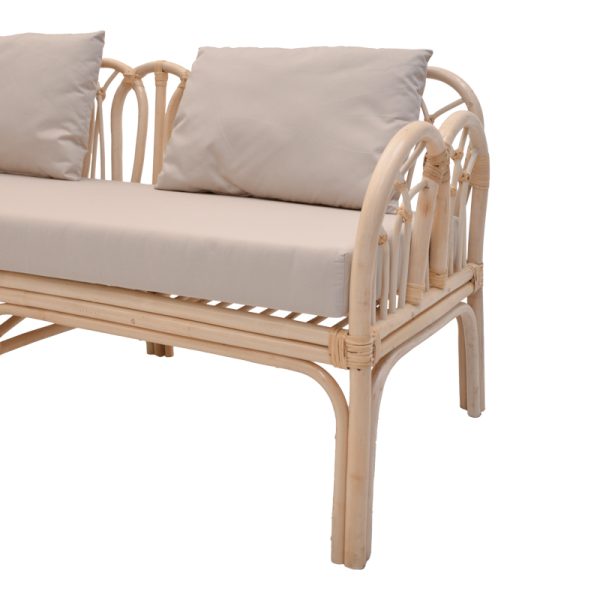 344 000005 4 6 2-seater Ytrone sofa pakoworld natural color rattan-beige cushion 166x61.5x71cmBOHO CHIC > Sofas & Benches