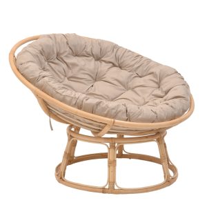 344 000006 12 Servey pakoworld armchair natural color rattan pe-beige cushion D115x58cmBOHO CHIC > Chairs and Armchairs
