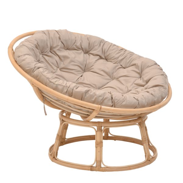 344 000006 12 Servey pakoworld armchair natural color rattan pe-beige cushion D115x58cmBOHO CHIC > Chairs and Armchairs
