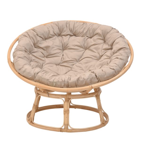 344 000006 3 9 Servey pakoworld armchair natural color rattan pe-beige cushion D115x58cmBOHO CHIC > Chairs and Armchairs