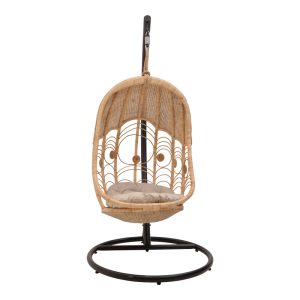 344 000007 2 2 Labreone swing pakoworld rattan in natural color-black metal-beige cushion 82x82x200cmBOHO CHIC > Outdoor/Beach items
