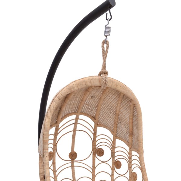 344 000007 3 2 Labreone swing pakoworld rattan in natural color-black metal-beige cushion 82x82x200cmBOHO CHIC > Outdoor/Beach items