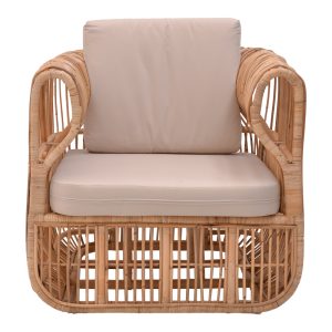 344 000008 3 2 Fajole armchair pakoworld natural color rattan-beige cushion 86x86x66cmBOHO CHIC > Chairs and Armchairs
