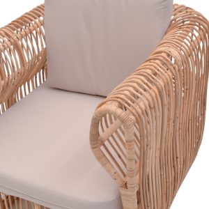 344 000008 4 2 Fajole armchair pakoworld natural color rattan-beige cushion 86x86x66cmBOHO CHIC > Chairs and Armchairs