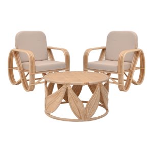 344 000014 10 Set of 3 pieces Relmine-Siderty rattan in natural colorOutdoor furniture > Garden lounge sets