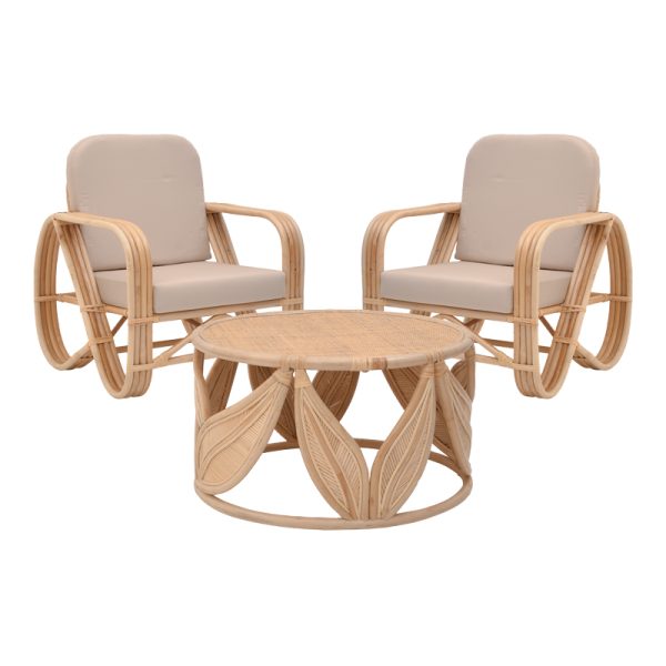 344 000014 10 Set of 3 pieces Relmine-Siderty rattan in natural colorOutdoor furniture > Garden lounge sets