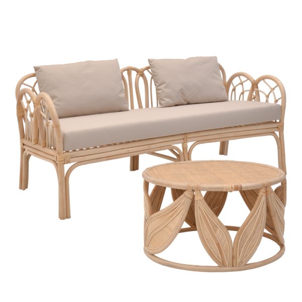 344 000015 12 Set of 2 pieces Ytrone-Siderty rattan in natural colorOutdoor furniture > Garden lounge sets