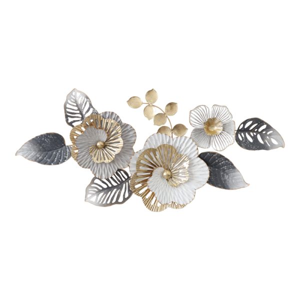 345 000016 7 Wall decoration Nelie Inart metal in gold-white-grey shade 104.5x48x7cmDecoration > Decorations > Wall Decorations
