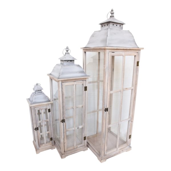 346 000003 5 Lantern Columi Inart set of 3 aluminum in a natural shadeDecoration > Decorations